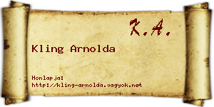 Kling Arnolda névjegykártya